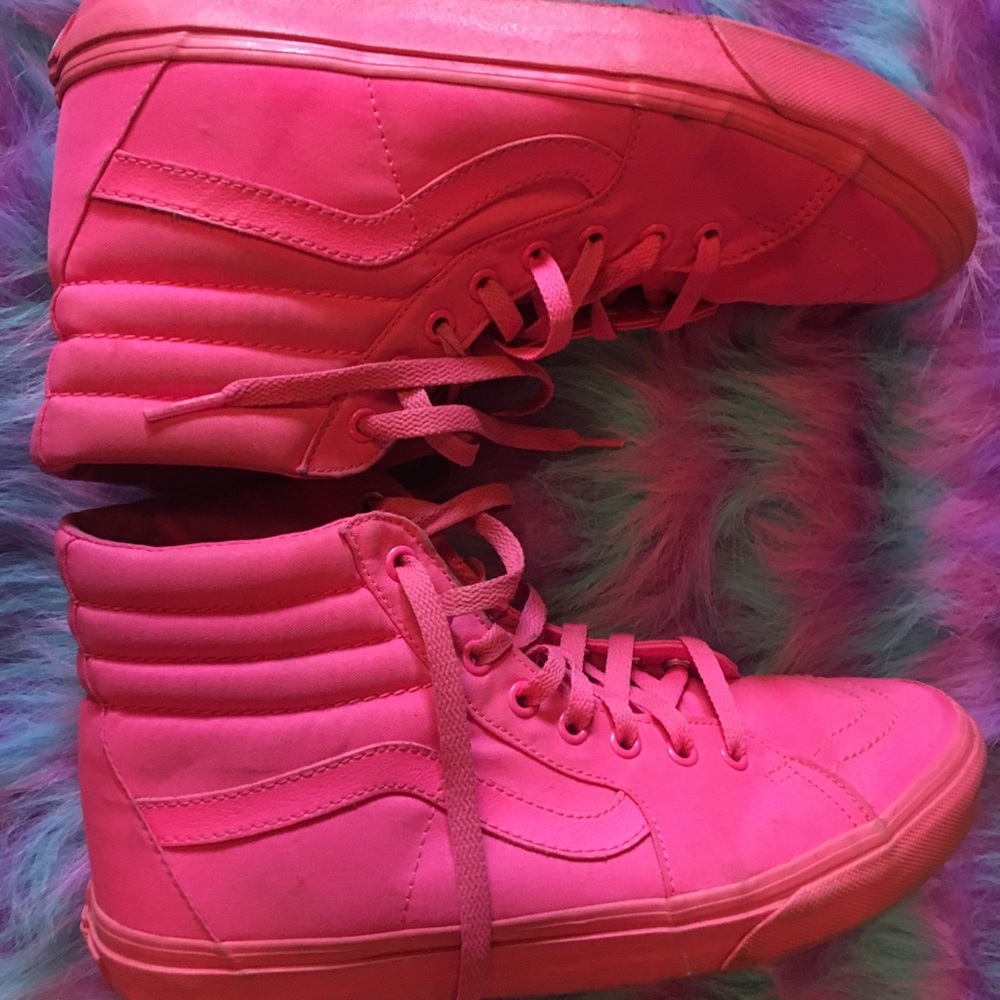 Neon Pink Monochromatic Vans High Tops